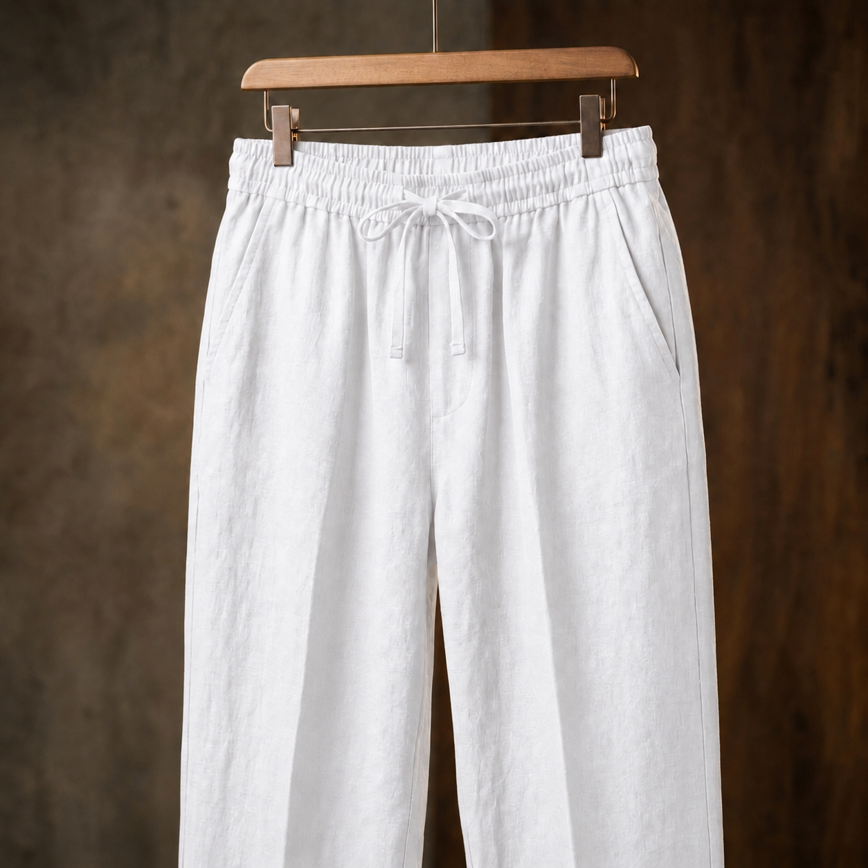 Linen Blend Trousers — White