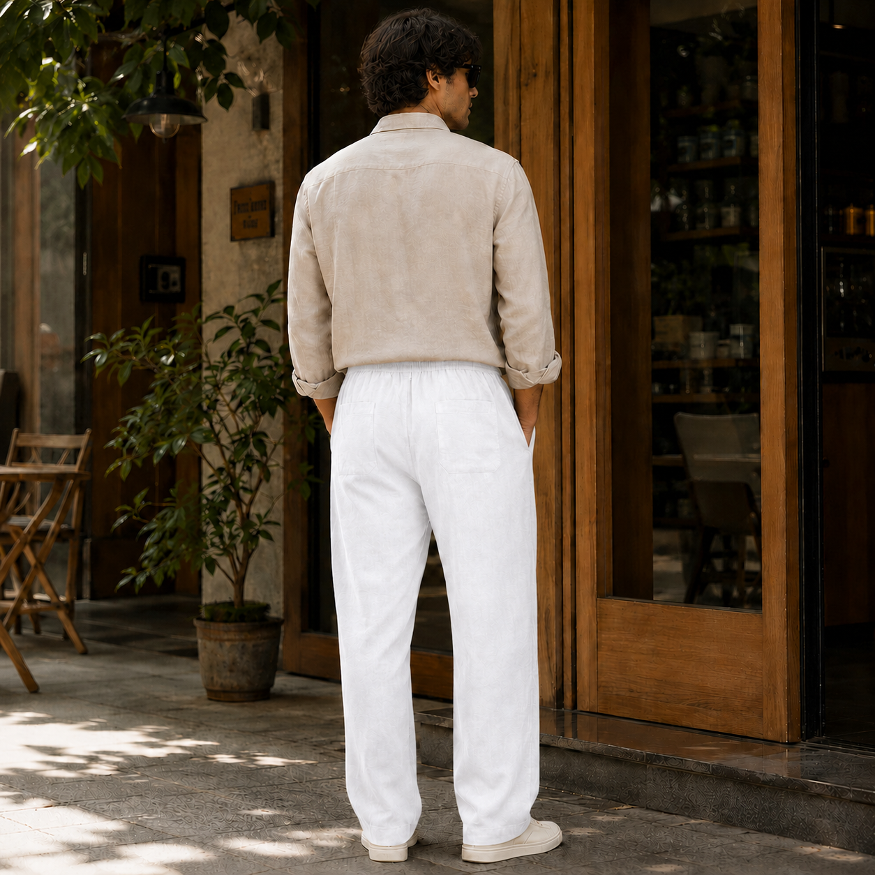 Linen Blend Trousers — White