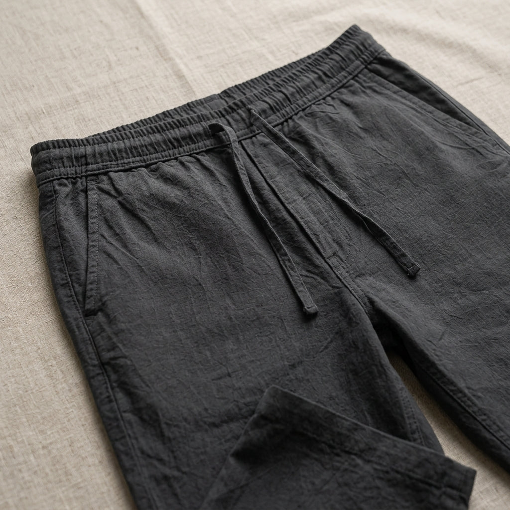 Linen Blend Trousers — Charcoal